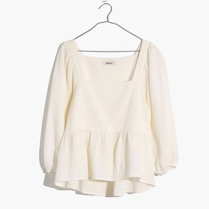 Madewell Lightspun Millbrook Puff Sleeve Peplum Top